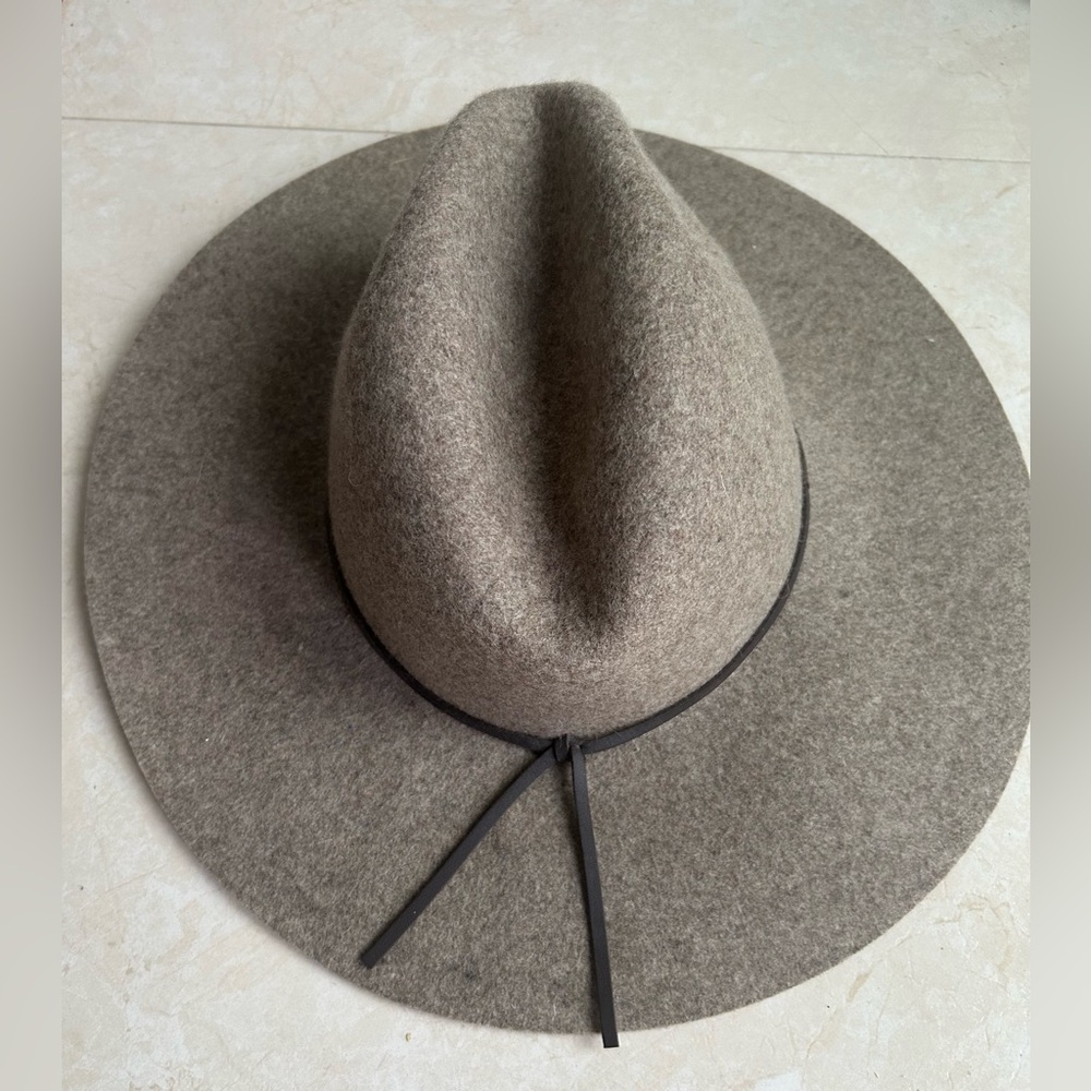 Banana Republic Felt Panama Hat Heathered brown Wool Wide Brim Band M/L NWOT
